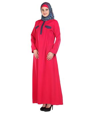 dark pink koshibo full sleeved abaya - 11032257 - Standard Image - 2