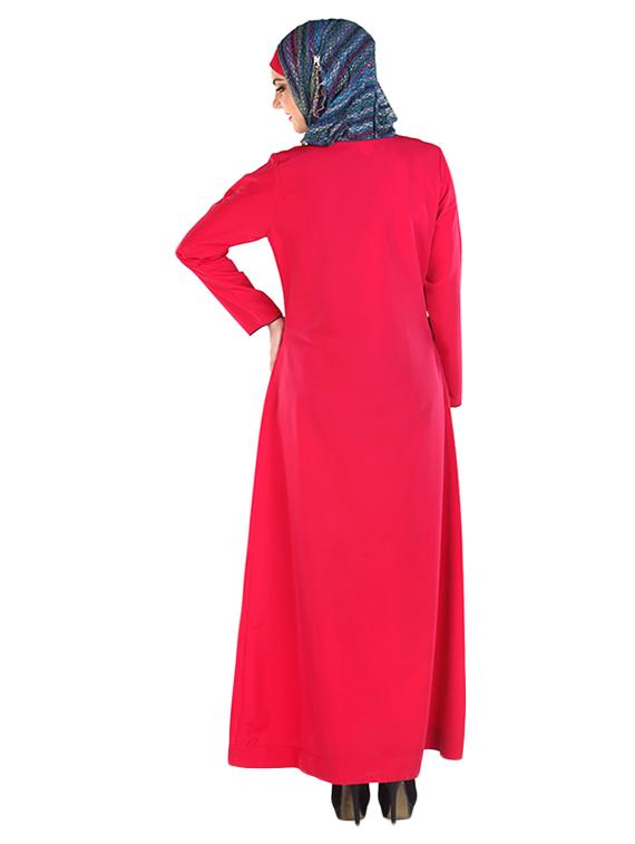 dark pink koshibo full sleeved abaya - 11032257 - Zoom Image - 3
