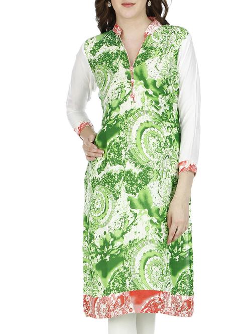 green rayon straight kurta - 11037365 - Standard Image - 1