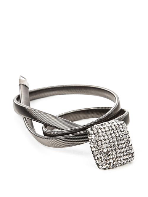 Stretch metal glam gun metal belt - 11040 - Very Small Image - 1