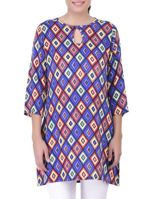 blue rayon printed tunic - 11062914 - Standard Image - 1