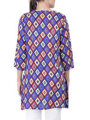 blue rayon printed tunic - 11062914 - Standard Image - 3