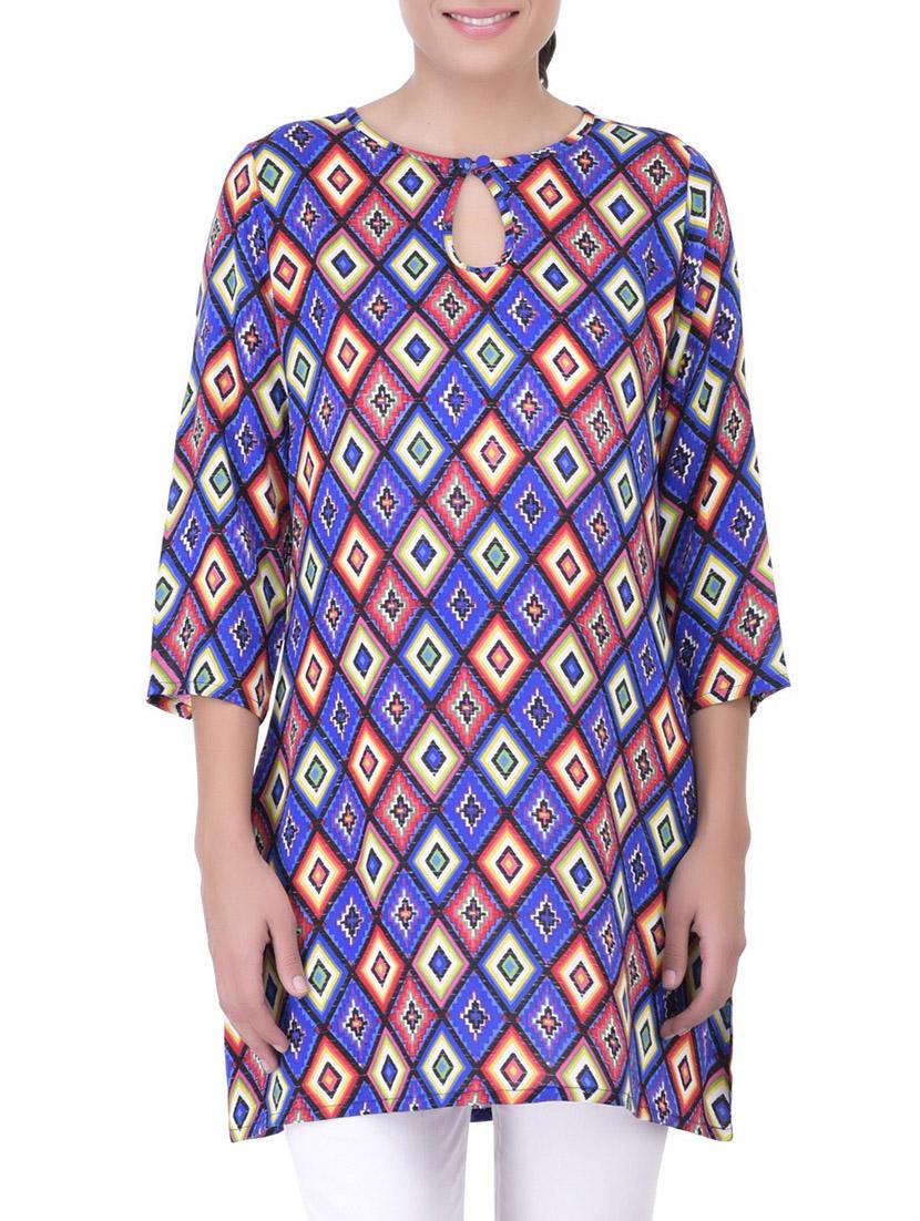 blue rayon printed tunic - 11062914 - Zoom Image - 1