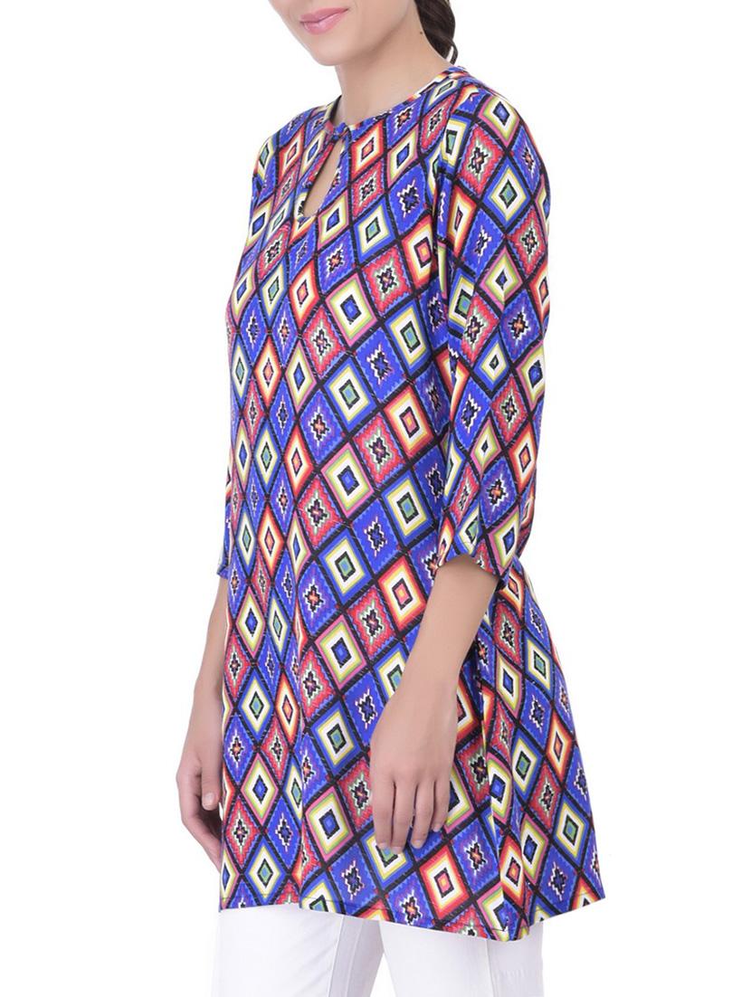 blue rayon printed tunic - 11062914 - Zoom Image - 2
