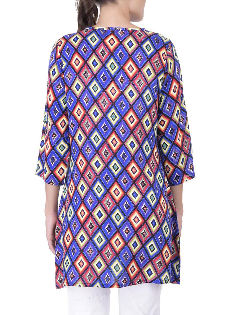 blue rayon printed tunic - 11062914 - Zoom Image - 3