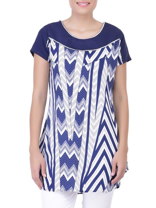 blue crepe printed tunic - 11062917 - Standard Image - 1