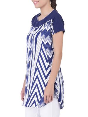 blue crepe printed tunic - 11062917 - Standard Image - 2