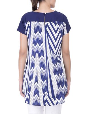 blue crepe printed tunic - 11062917 - Standard Image - 3