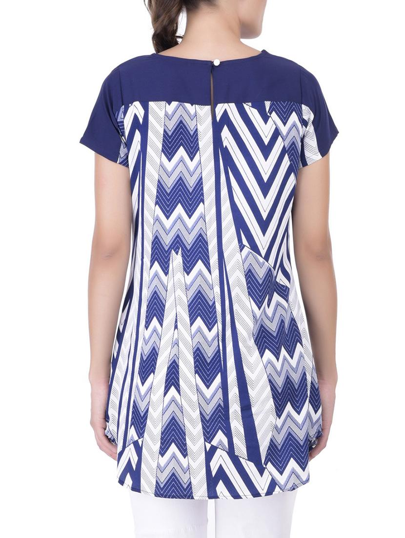 blue crepe printed tunic - 11062917 - Zoom Image - 3