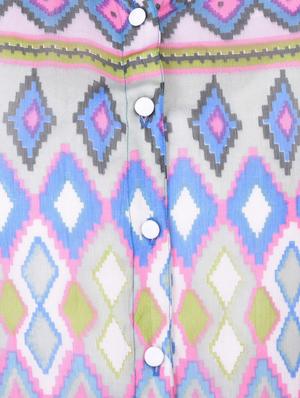 blue printed chiffon high low tunic - 11062943 - Standard Image - 4