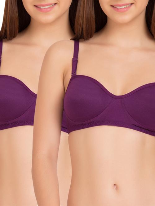 dark purple cotton blend bra - 11067439 - Standard Image - 1