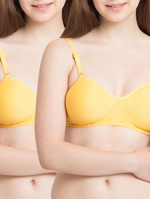yellow cotton blend bra - 11067447 - Standard Image - 1