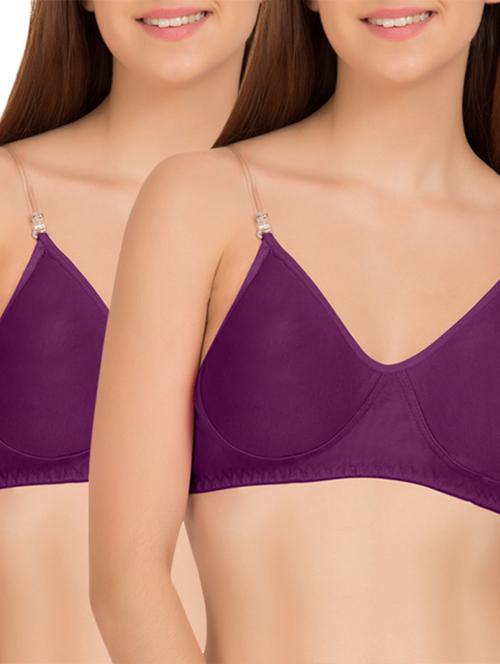 dark purple cotton blend bra - 11067480 - Standard Image - 1