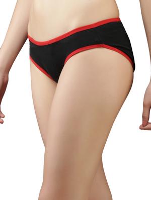 solid black red piping cotton panties (pack of 3) - 1107703 - Standard Image - 9