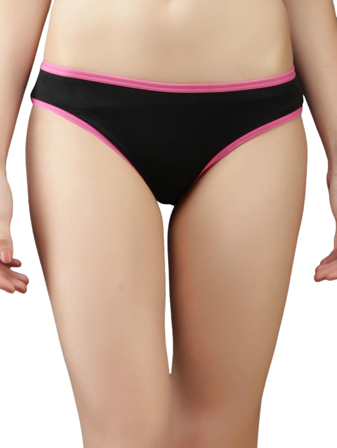 solid black red piping cotton panties (pack of 3) - 1107703 - Zoom Image - 2