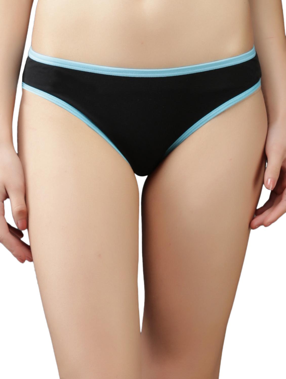 solid black red piping cotton panties (pack of 3) - 1107703 - Zoom Image - 5
