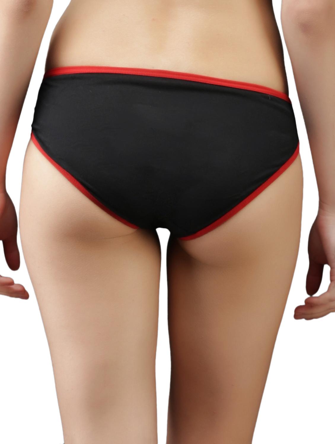 solid black red piping cotton panties (pack of 3) - 1107703 - Zoom Image - 10