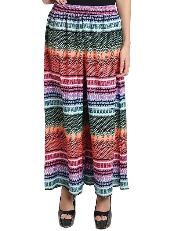 multi colored crepe palazzos - 11080132 - Zoom Image - 1