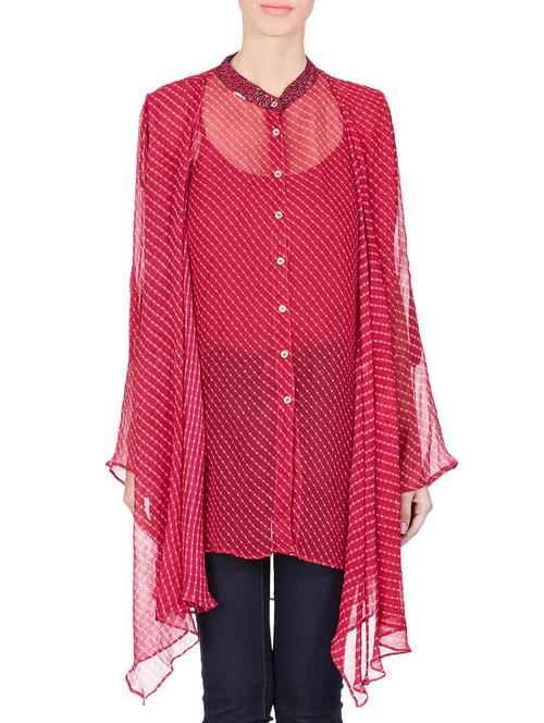 pink printed viscose chiffon shirt - 11082407 - Standard Image - 1