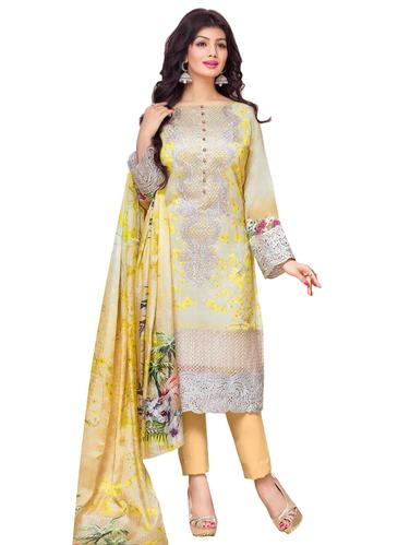 yellow georgette unstitched suit - 11083160 - Very Small Image - 1