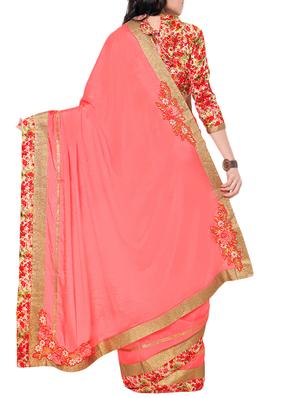 pink cotton saree with blouse - 11095565 - Standard Image - 2