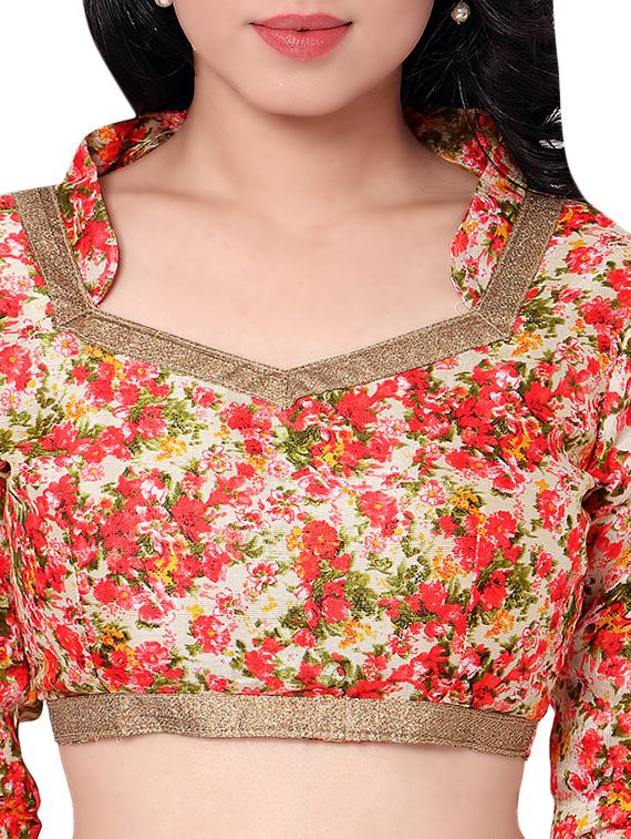 pink cotton saree with blouse - 11095565 - Zoom Image - 3