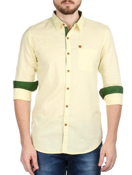 yellow cotton casual shirt - 11096927 - Very Small Image - 1