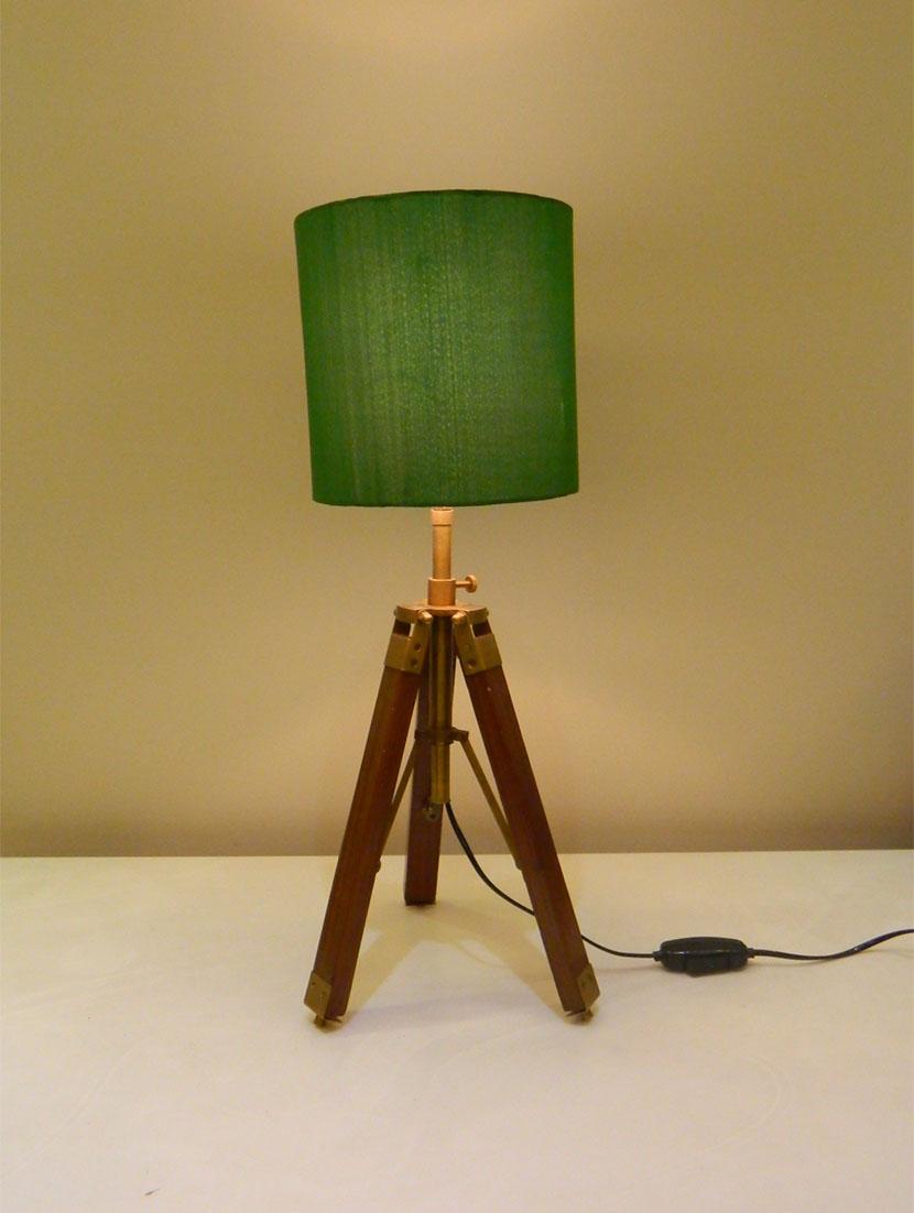 TRIPOD TABLE LAMP IN MANGO WOOD WITH FABRIC SHADE - 11106795 - Zoom Image - 1