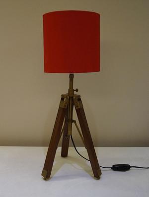 tripod table lamp in mango wood with fabric shade - 11106798 - Standard Image - 2