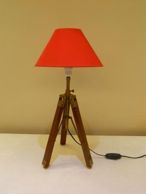 tripod table lamp in mango wood with fabric shade - 11106801 - Standard Image - 2