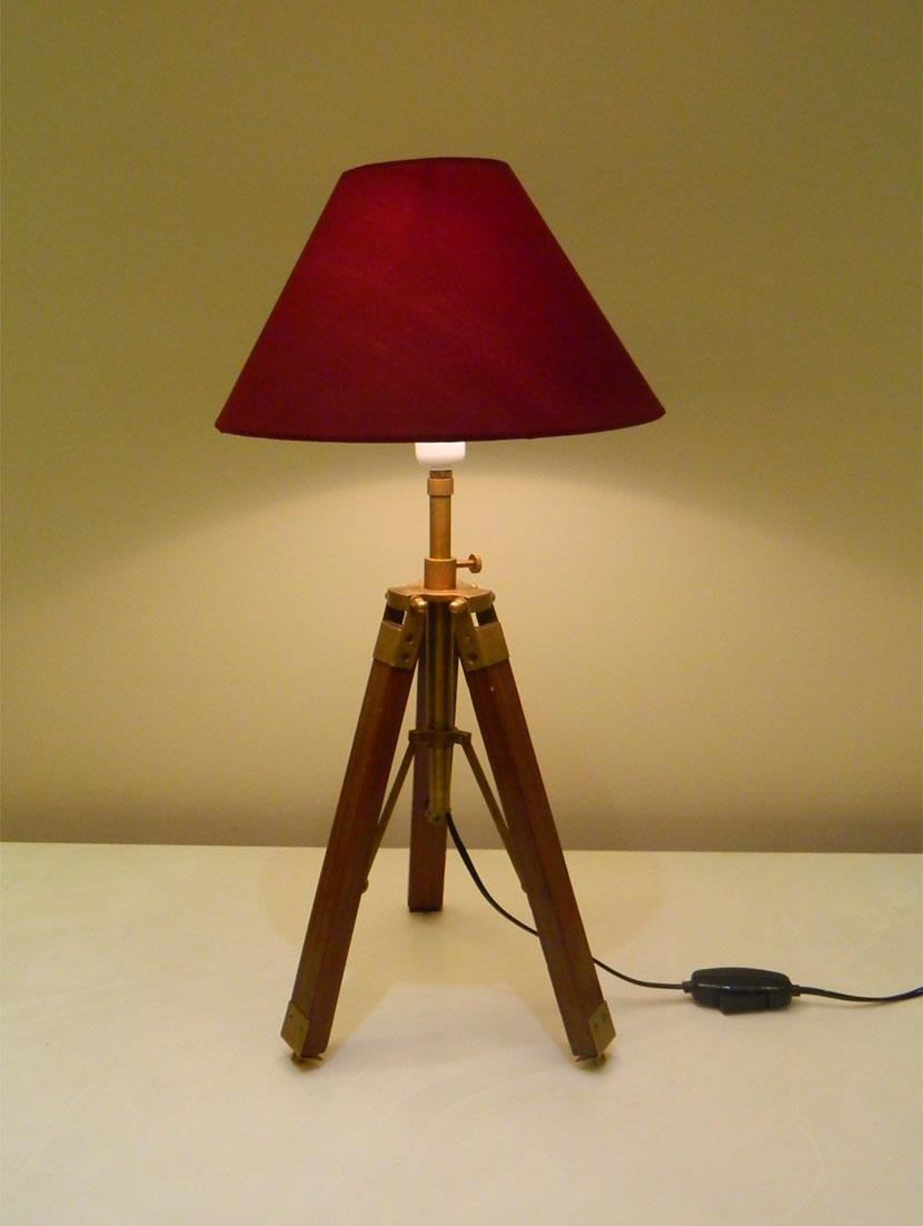 TRIPOD TABLE LAMP IN MANGO WOOD WITH FABRIC SHADE - 11106803 - Zoom Image - 1