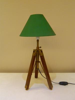 tripod table lamp in mango wood with fabric shade - 11106804 - Standard Image - 2