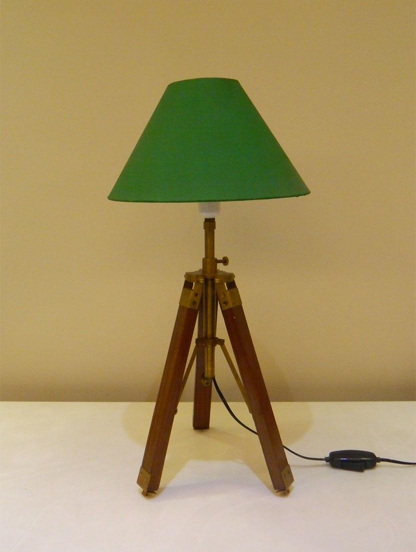 tripod table lamp in mango wood with fabric shade - 11106804 - Zoom Image - 2