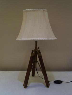 tripod table lamp in mango wood with fabric shade - 11106809 - Standard Image - 2