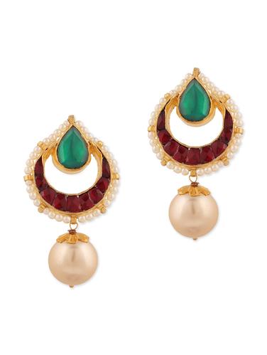 multi colored metal chandbali earrings - 11113121 - Very Small Image - 1