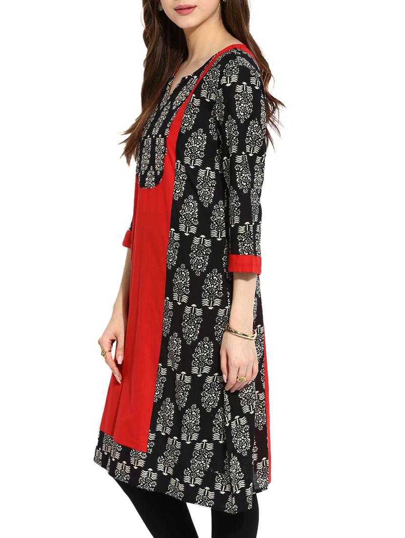 multicolor cotton a-line kurta - 11114593 - Zoom Image - 2