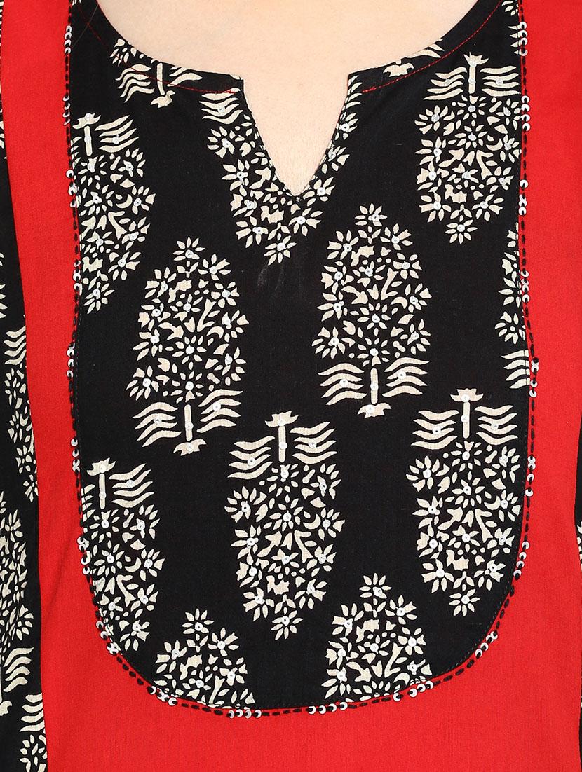 multicolor cotton a-line kurta - 11114593 - Zoom Image - 4