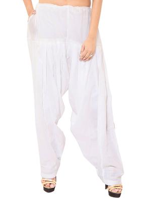 white cotton patiyala salwars - 11120048 - Standard Image - 2