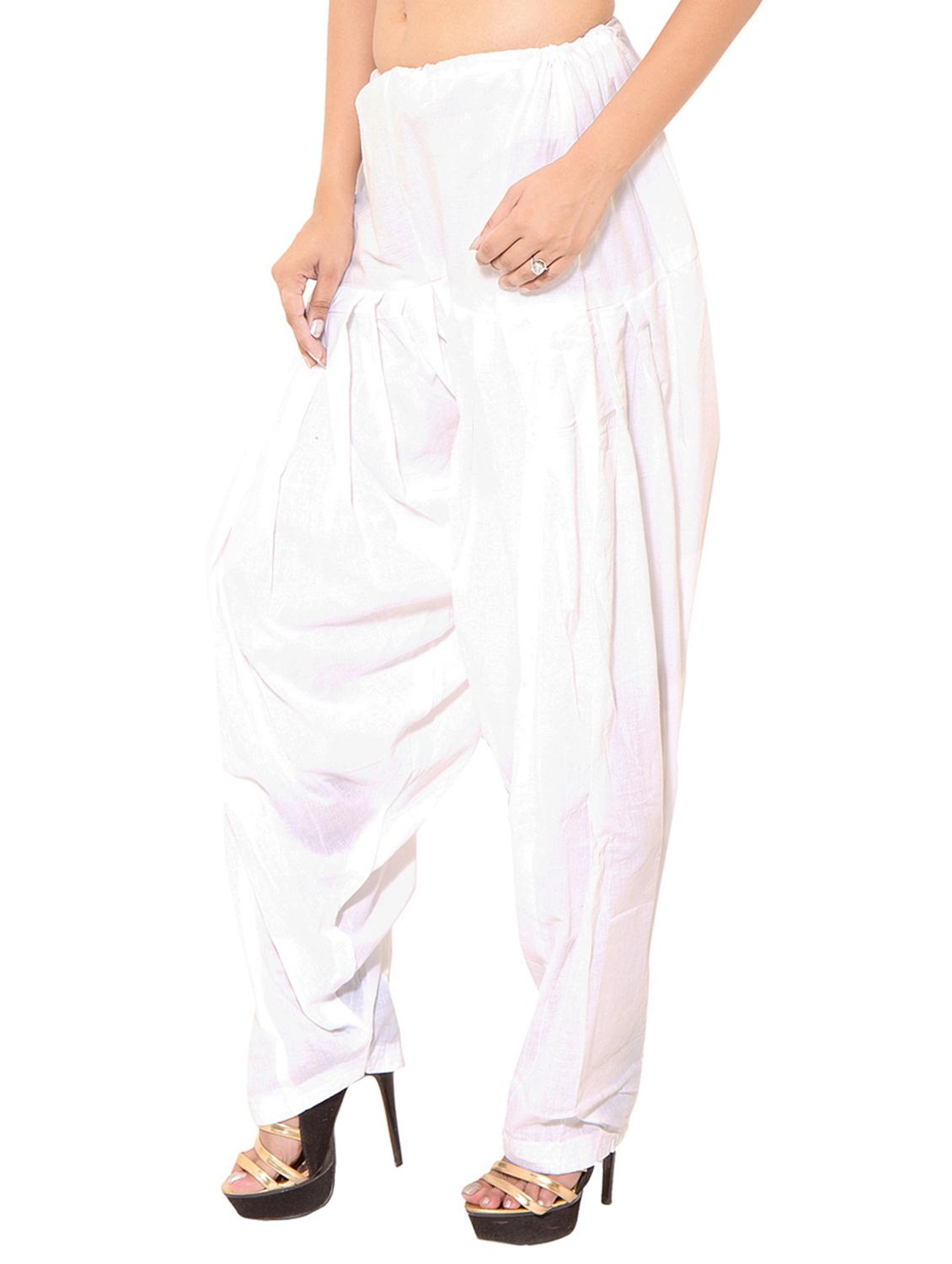 white cotton patiyala salwars - 11120048 - Zoom Image - 3
