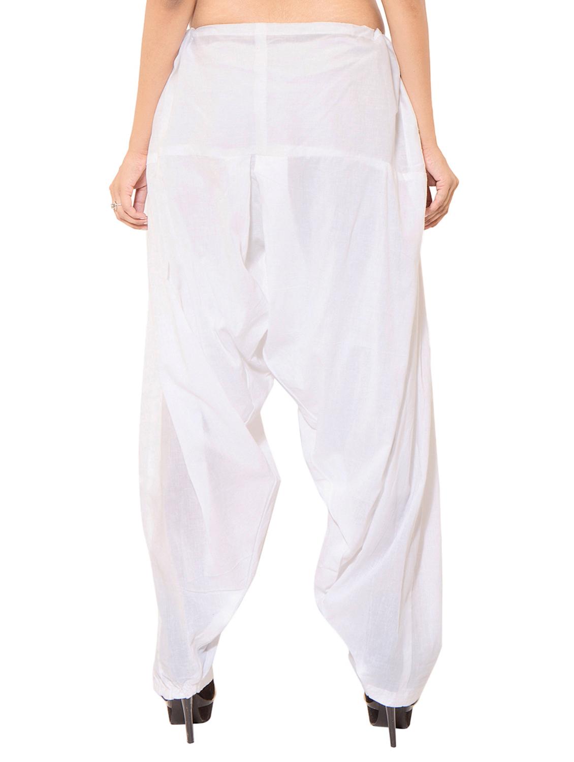 white cotton patiyala salwars - 11120048 - Zoom Image - 4