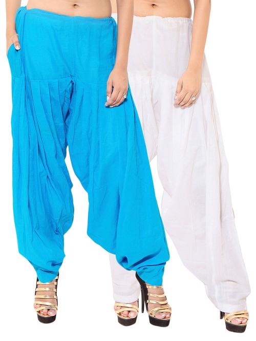 white cotton patiyala salwars - 11120050 - Standard Image - 1