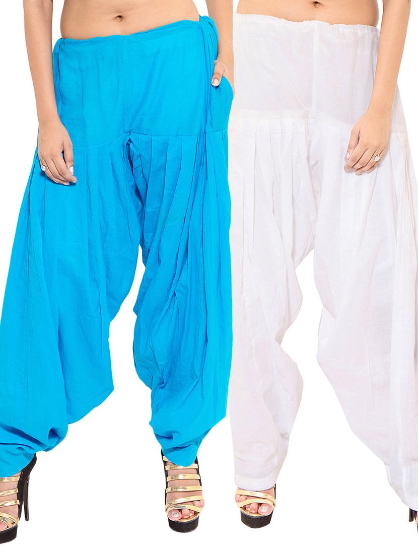 white rayon patiyala salwars - 11120098 - Zoom Image - 1