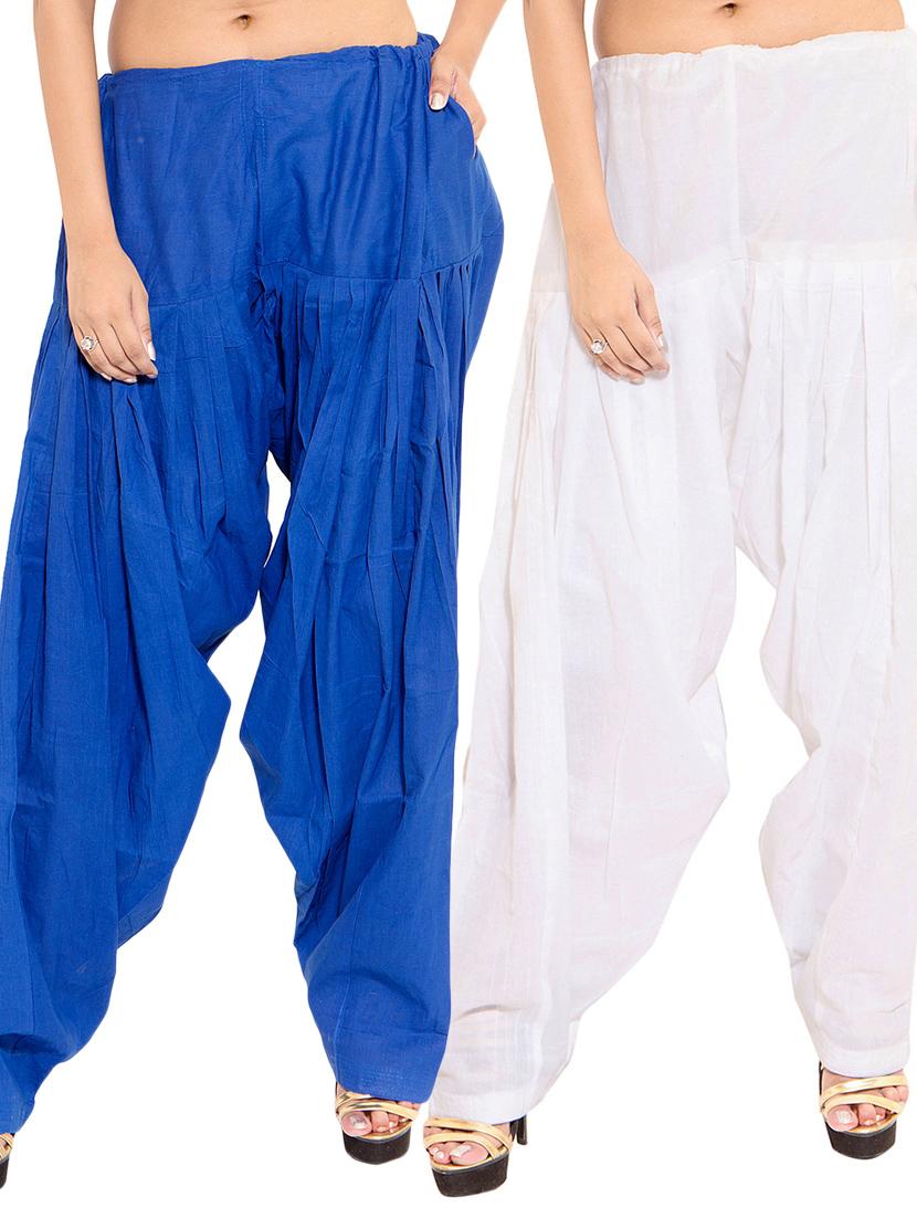 white rayon patiyala salwars - 11120099 - Zoom Image - 1
