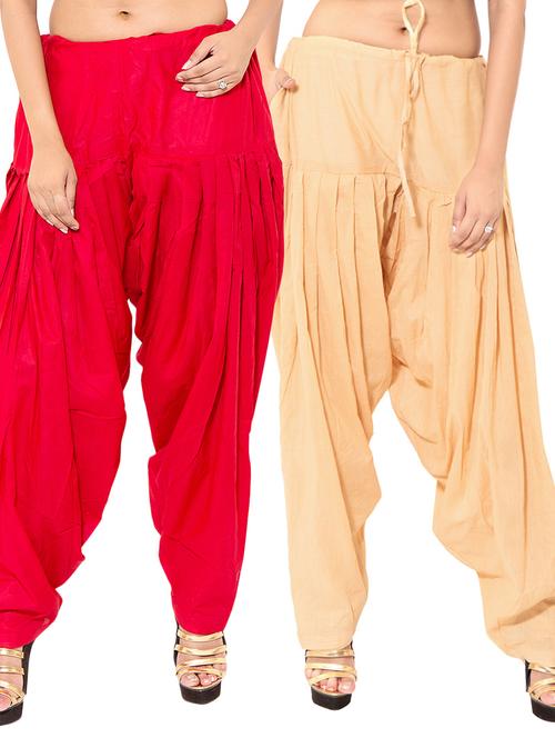 red rayon patiyala salwars - 11120127 - Standard Image - 1