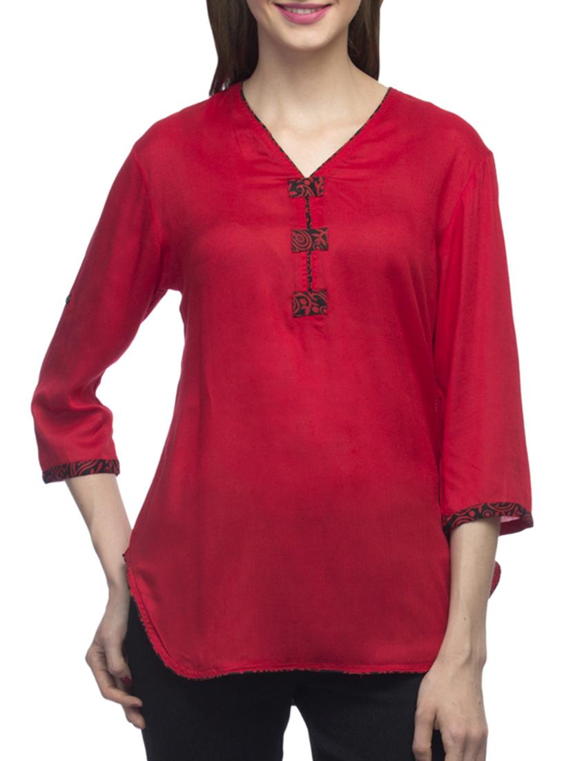 v-neck solid tunic - 11121023 - Zoom Image - 1