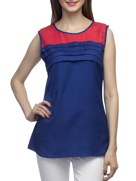 color block pleat detail top - 11121026 - Zoom Image - 1