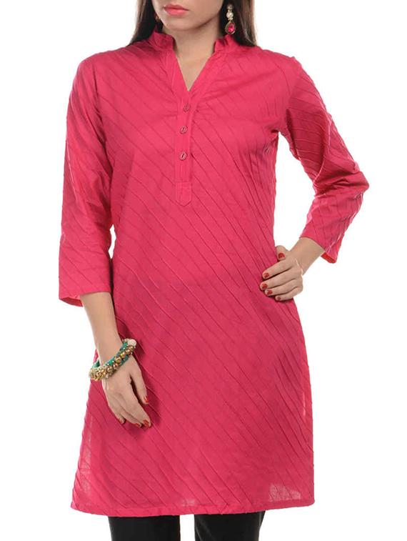 pink cotton kurta - 11123323 - Zoom Image - 1