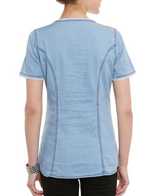 light blue lace trim top - 11126232 - Standard Image - 3