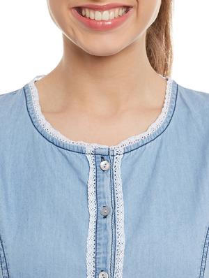 light blue lace trim top - 11126232 - Standard Image - 4