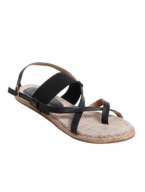black leatherette back strap sandals - 11127034 - Zoom Image - 1